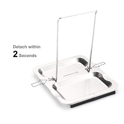 KITCHENDAO 2 en 1 Plegable Cuchara Resto y Tapa Soporte | Utensilios de Cocina Tapa Soporte con Base Antideslizante de Acero Inoxidable 304 y Apto para Uso alimentario | Evita Salpicaduras Drips