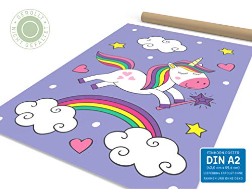 kizibi® Póster de Unicornio para habitación de niños y bebés, póster Decorativo para niñas, Unicornios, imágenes de habitación Infantil, Cuadro sin Marco