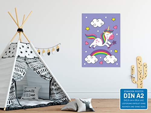 kizibi® Póster de Unicornio para habitación de niños y bebés, póster Decorativo para niñas, Unicornios, imágenes de habitación Infantil, Cuadro sin Marco