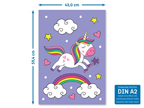 kizibi® Póster de Unicornio para habitación de niños y bebés, póster Decorativo para niñas, Unicornios, imágenes de habitación Infantil, Cuadro sin Marco