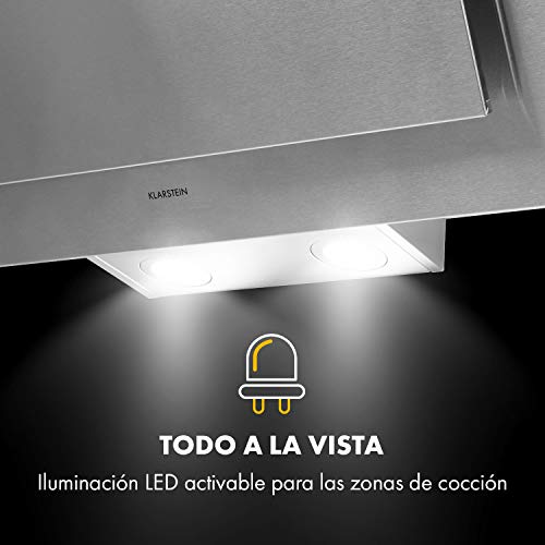 Klarstein Athena 90 extractor de humos - 90 cm, 300 m³/h, 69 W, 3 niveles de potencia, clase B, extracción y ventilación, 2 luces LED, acero inoxidable, plateado