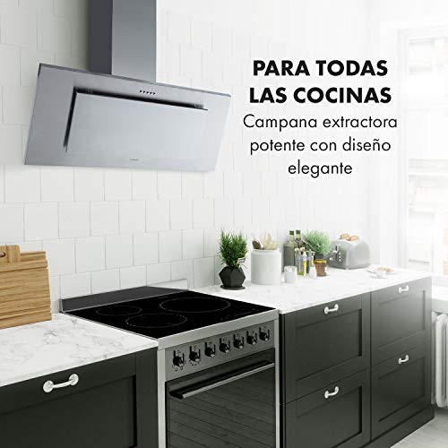 Klarstein Athena 90 extractor de humos - 90 cm, 300 m³/h, 69 W, 3 niveles de potencia, clase B, extracción y ventilación, 2 luces LED, acero inoxidable, plateado