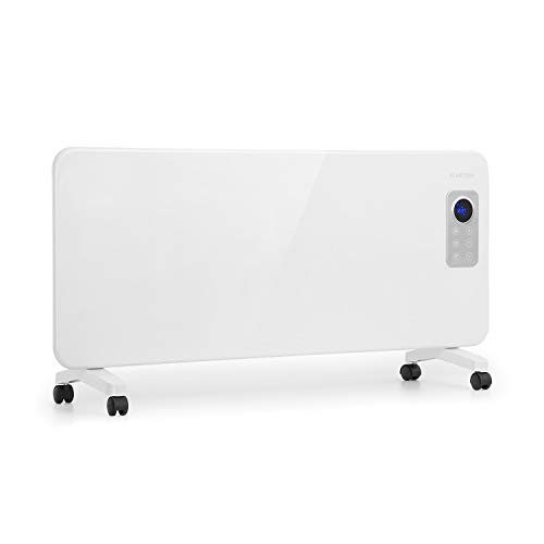 KLARSTEIN Hot Spot CV20 Convector - Calefactor portátil, Calefactor eléctrico, 1000 ó 2000 W, Termostato, Pantalla LCD, Control táctil, IP24, con Mando a Distancia y ruedecillas, Blanco