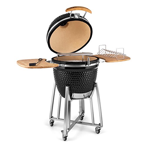 KLARSTEIN Kingsize Kamado Barbacoa cerámica (21", Paredes de 2 cm de Grosor, termómetro, 1.600 cm² de Superficie de cocción, Parrillas de Acero, Funda Protectora de Nailon)