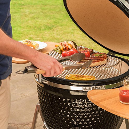 KLARSTEIN Kingsize Kamado Barbacoa cerámica (21", Paredes de 2 cm de Grosor, termómetro, 1.600 cm² de Superficie de cocción, Parrillas de Acero, Funda Protectora de Nailon)