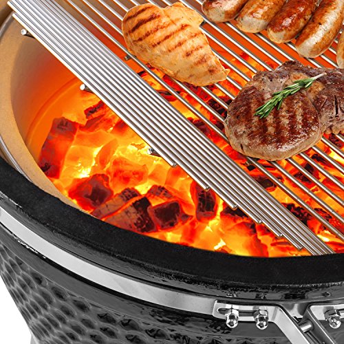 KLARSTEIN Kingsize Kamado Barbacoa cerámica (21", Paredes de 2 cm de Grosor, termómetro, 1.600 cm² de Superficie de cocción, Parrillas de Acero, Funda Protectora de Nailon)