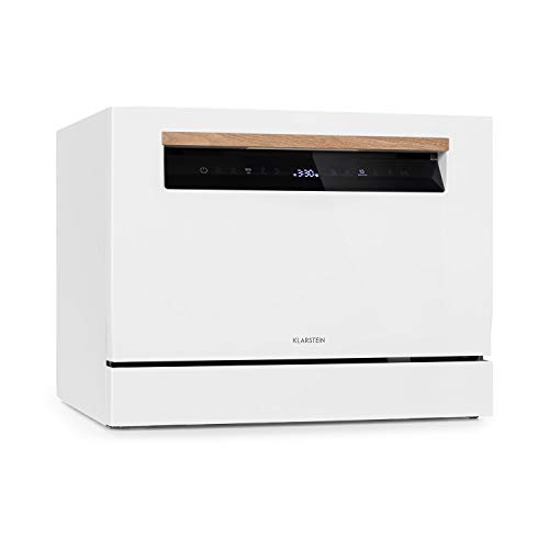 Klarstein Lagoona Mini Lavavajillas independiente - Eficiencia energética A+, potencia: 1380 W, consumo de agua: 6,5 l 7 programas más secado, 49 dB, panel de control táctil, Blanco