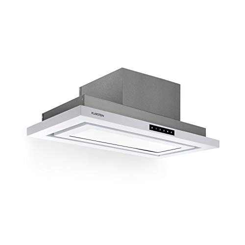 Klarstein Lumiera campana extractora de humos - 70 cm, clase A, 750 m3/h, extracción y ventilación, Touch Control, 3 niveles de potencia, filtro de grasa de aluminio, blanco