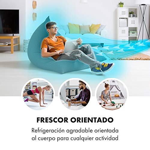 KLARSTEIN Townhouse - Enfriador de Aire, 3 en 1, Ventilador, Humidificador de Aire, 110 W, 396 m³/h, 4 Modos: Normal, Naturaleza, Noche e Inteligente, Programable 8 h, Déposito de 7 litros, Gris