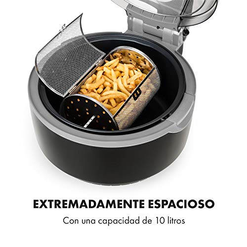 Klarstein VitAir Turbo S Freidora sin aceite - Freir, asar, tostar, 1400W, 10L, 20 programas, Temperatura 50-250 °C, Pantalla LCD, Bloqueo de tapa, Señal acústica, Set de accesorios, Negro