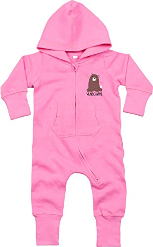 Kleckerliese - Mono para bebé, con capucha, diseño de mono, nombre personalizado de animales, oso rosa chicle 18-24 Meses