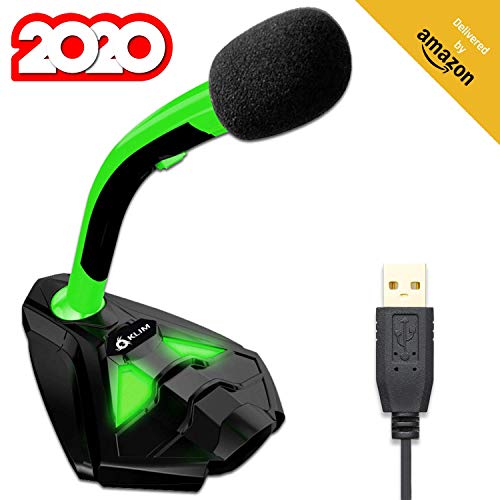 KLIM™ Voice Micrófono USB con Base para Ordenador - Micro de Escritorio, Micrófono para Jugadores - Verde y Negro -Nueva Versión 2020