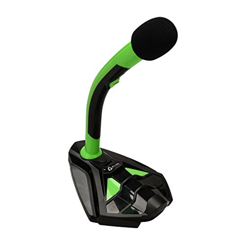 KLIM™ Voice Micrófono USB con Base para Ordenador - Micro de Escritorio, Micrófono para Jugadores - Verde y Negro -Nueva Versión 2020