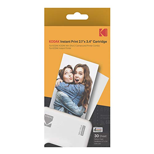 KODAK 60 Paquete de Cartuchos Mini 2 y Mini Shot 2 de 2.1"x3.4, Recarga de Cartuchos de Papel Todo en uno y Cinta de Color - Compatible con Las Series Mini 2 y Mini Shot 2