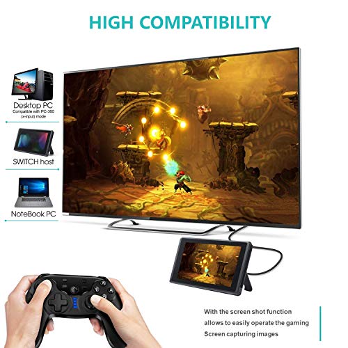 Konee Mandos Controlador Inalámbrico para Nintendo Switch, Switch Bluetooth Gamepad con Turbo, Gyro Axis y Función Dual Shock, Premium Wireless Controller Joypad