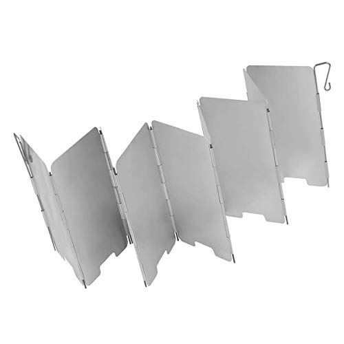 KongJies Parabrisas de 9 placas de aluminio ligero Mini parabrisas para barbacoa, picnic, camping, equipo