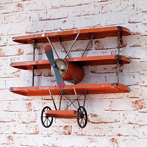 Koocasd Estanterías Loft Industrial Viento Vintage Aviones Cabeza Mural Estante estantería Retro Hierro avión ala tablilla Pared Percha tamaño: 56 * 40 cm estanterias de Pared