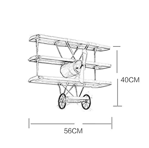 Koocasd Estanterías Loft Industrial Viento Vintage Aviones Cabeza Mural Estante estantería Retro Hierro avión ala tablilla Pared Percha tamaño: 56 * 40 cm estanterias de Pared