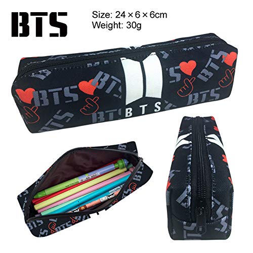 KPOP BTS Cartoon Pencil Case lindo impresión papelería bolsa de oficina suministros (H02)