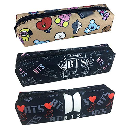 KPOP BTS Cartoon Pencil Case lindo impresión papelería bolsa de oficina suministros (H02)