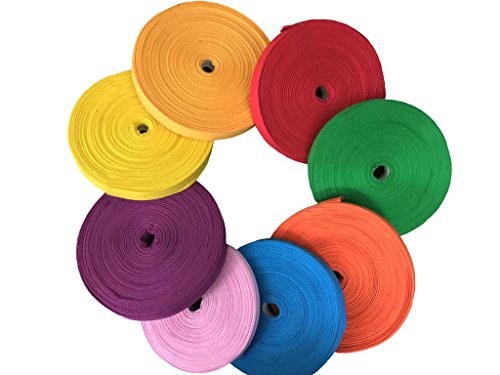 Kraftz® – Cinta de algodón de 25 mm x 50 m, en rollo para empavesado, costura, ribetes, espiguilla, tejido de sarga, manualidades, vestidos y delantales.