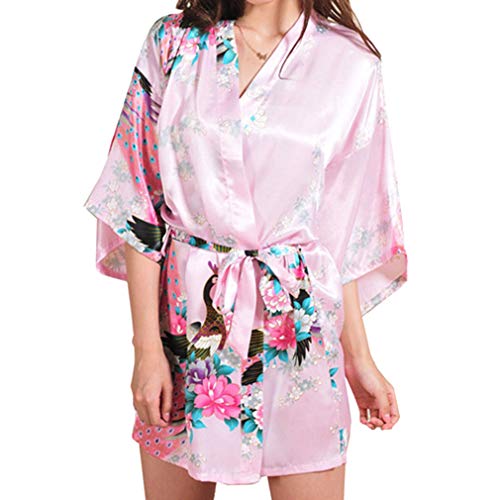 Kunfang Satin Albornoz Albornoz Sexy Peacock Kimono Fiesta Nupcial Traje Madre Novia Batas Regalo de Boda