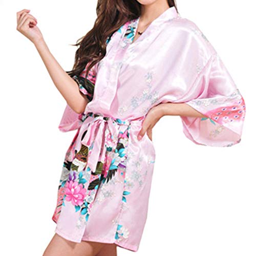 Kunfang Satin Albornoz Albornoz Sexy Peacock Kimono Fiesta Nupcial Traje Madre Novia Batas Regalo de Boda