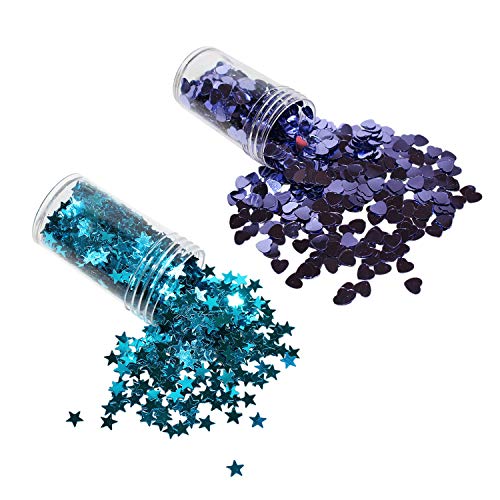 Kurtzy Lentejuelas Brillantes Corazón y Estrella (24 pcs) - 8g de Brillos Confeti - Para Hacer Slime, Álbumes Recorte, Decoraciones de Fiestas, Artes Bricolaje y Artesanía