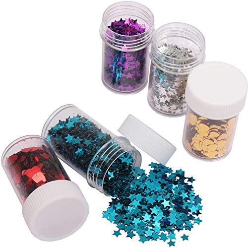 Kurtzy Lentejuelas Brillantes Corazón y Estrella (24 pcs) - 8g de Brillos Confeti - Para Hacer Slime, Álbumes Recorte, Decoraciones de Fiestas, Artes Bricolaje y Artesanía