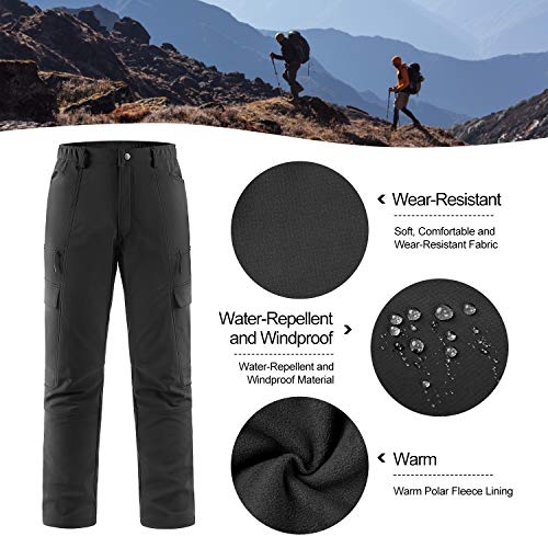 KUTOOK Pantalones Softshell Trekking Hombre Impermeables para Otoño Invierno Pantalones Senderismo Montaña con Forro Polar(HP020)