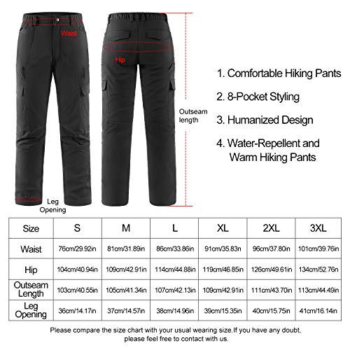 KUTOOK Pantalones Softshell Trekking Hombre Impermeables para Otoño Invierno Pantalones Senderismo Montaña con Forro Polar(HP020)