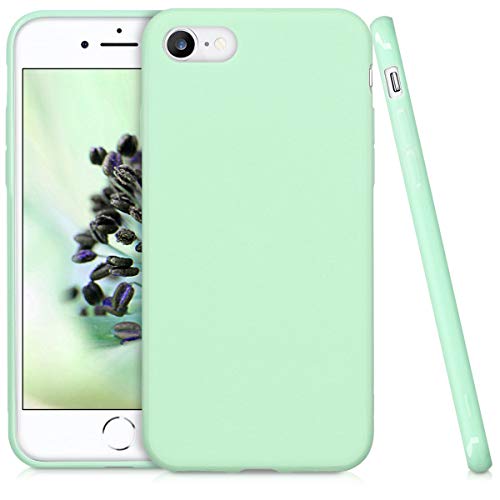 kwmobile Funda Compatible con Apple iPhone 7/8 / SE (2020) - Carcasa de TPU Silicona - Protector Trasero en Menta Mate