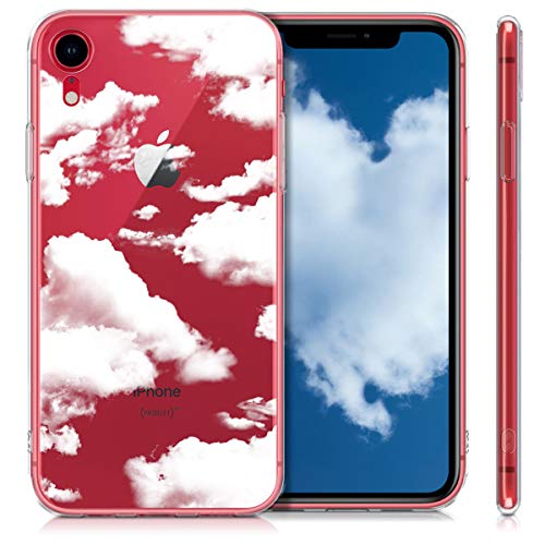 kwmobile Funda Compatible con Apple iPhone XR - Carcasa de TPU y Nubes celestes en Blanco/Transparente