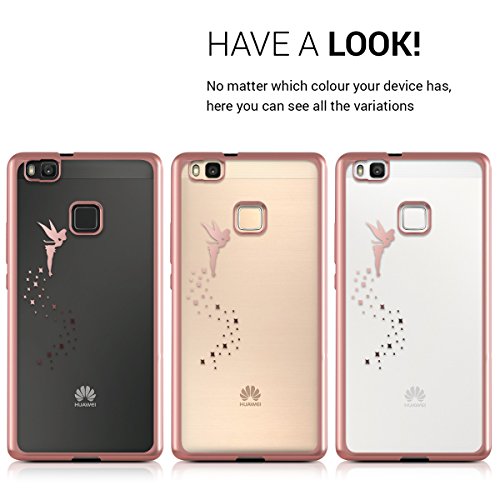 kwmobile Funda Compatible con Huawei P9 Lite - Carcasa de TPU Hada en Oro Rosa/Transparente