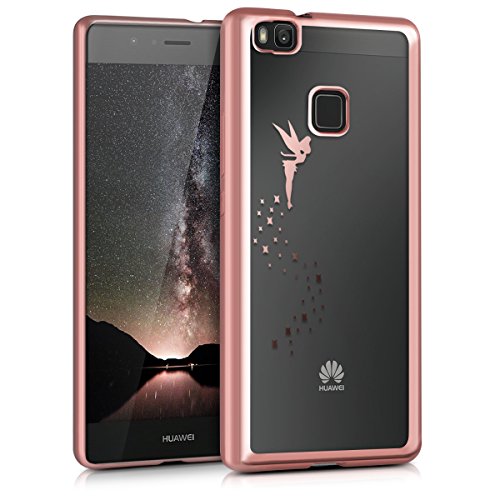 kwmobile Funda Compatible con Huawei P9 Lite - Carcasa de TPU Hada en Oro Rosa/Transparente