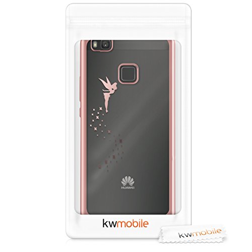 kwmobile Funda Compatible con Huawei P9 Lite - Carcasa de TPU Hada en Oro Rosa/Transparente