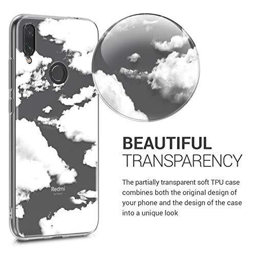 kwmobile Funda Compatible con Xiaomi Redmi Note 7 / Note 7 Pro - Carcasa de TPU y Nubes celestes en Blanco/Transparente