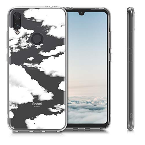 kwmobile Funda Compatible con Xiaomi Redmi Note 7 / Note 7 Pro - Carcasa de TPU y Nubes celestes en Blanco/Transparente