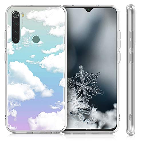 kwmobile Funda Compatible con Xiaomi Redmi Note 8 - Carcasa de TPU y Nubes celestes en Blanco/Transparente