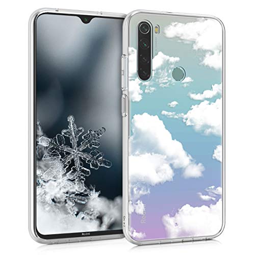 kwmobile Funda Compatible con Xiaomi Redmi Note 8 - Carcasa de TPU y Nubes celestes en Blanco/Transparente