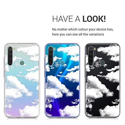 kwmobile Funda Compatible con Xiaomi Redmi Note 8 - Carcasa de TPU y Nubes celestes en Blanco/Transparente