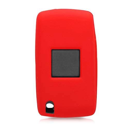 kwmobile Funda de Silicona Compatible con Peugeot Citroen Llave de Coche Plegable de 2 Botones - Carcasa Suave de Silicona - Case Mando de Auto Rojo