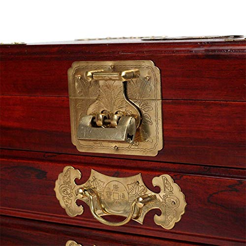 L-YINGZON Caja de Joyas Antiguas de Gran tamaño Retro Práctico joyería Caja de Madera con Llave Maravillosa Madre o la Novia de Regalo (Color: Rojo, Tamaño: 31,5 × 21 × 20,5 cm)