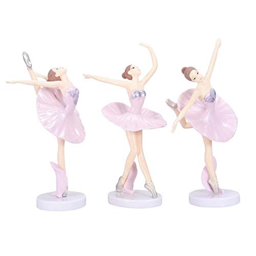 La Bailarina Del Baile Estatua De Escritorio Del Ornamento De La Bailarina Figura Plástico Chica Crafts Figurines Para La Decoración Casera La Muchacha Del Ballet De La Decoración 3pcs / Set (rosa)