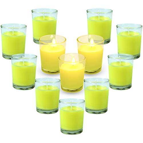 LA BELLEFÉE 12 x Velas de citronela 100% Cera de Soja en Frasco Citronella Candles de Vidrio Repelente de Insectos con Mosca Ideal para el hogar, la Cocina, el Aire Libre, el Regalo