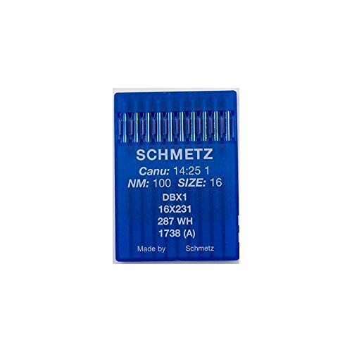 La Canilla ® - 10 Agujas para Máquina de Coser Industrial Schmetz DBx1 1738(A) 16x231 Grosor 100/16 Pistón Redondo