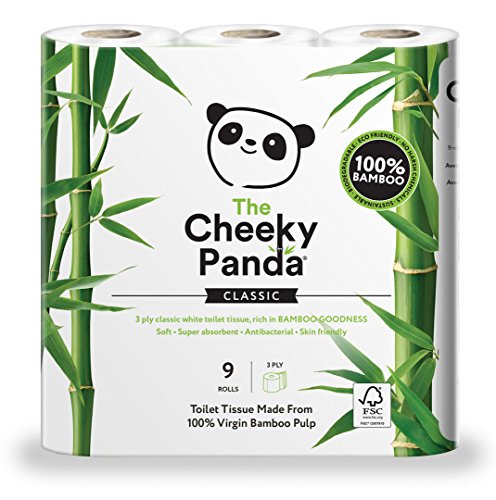 La Cheeky Panda 100% bambú inodoro rollo de papel Tissue – suave, suave con la piel, super absorbente, no químicos irritantes