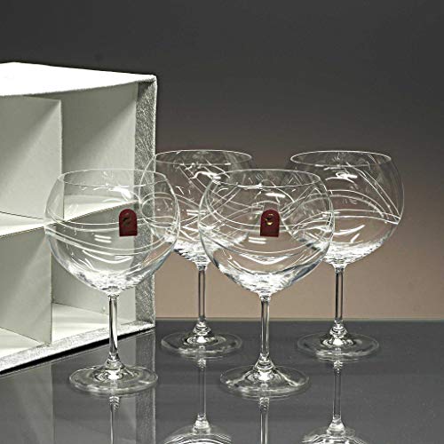 la galaica | Juego 4 Copas de Cristal para Gin&Tonic - talladas a Mano - Colección Gin&Tonic.