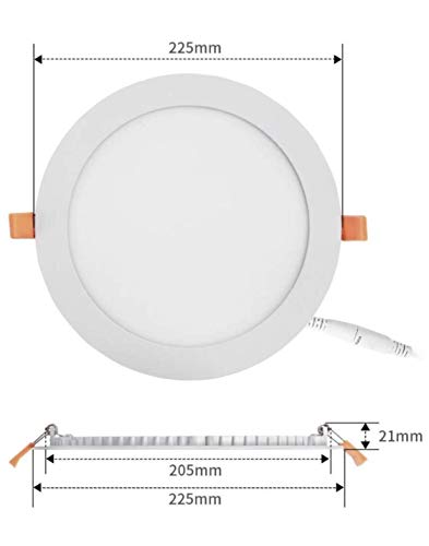 (LA) Panel Downlight LED redondo plano, 18W. 1600 Lumenes reales. Driver incluido. (Blanco Frio (6500K), Pack 20x)