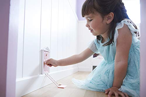 La PUERTA MÁGICA - Puerta mágica de hadas de diente rojo + escalera + llave + felpudo + tarjeta de bienvenida con dibujo de color + fondo decorativo para el interior de la puerta (adhesivo) (rojo)